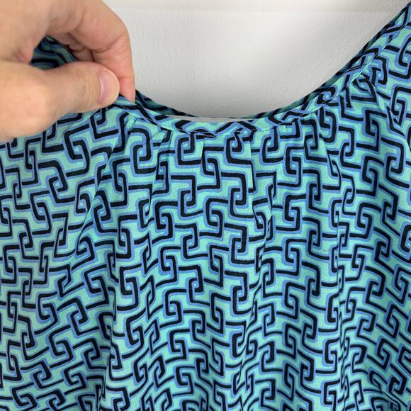 bar III front row colorblock geometric print flowy dress XL blue pink cocktail - Picture 4 of 11